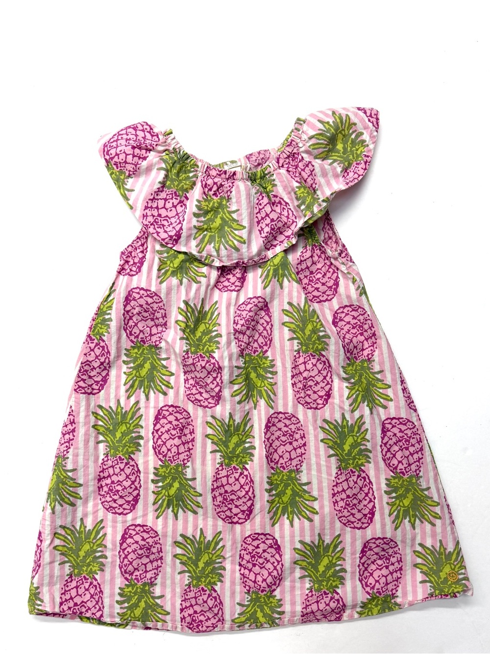 Happy by Pink Chicken Girls Pink Pineapple Print Ruffle Sundress Dress